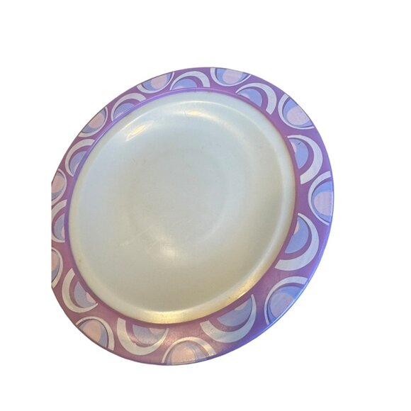 Dollhouse replacement  3  Melamine Dinner Plates With Retro Purple & White - Picture 3 of 6